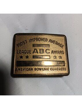 Vintage Belt Buckle American Bowling Congress - Most Improved Brass 1.5" belt